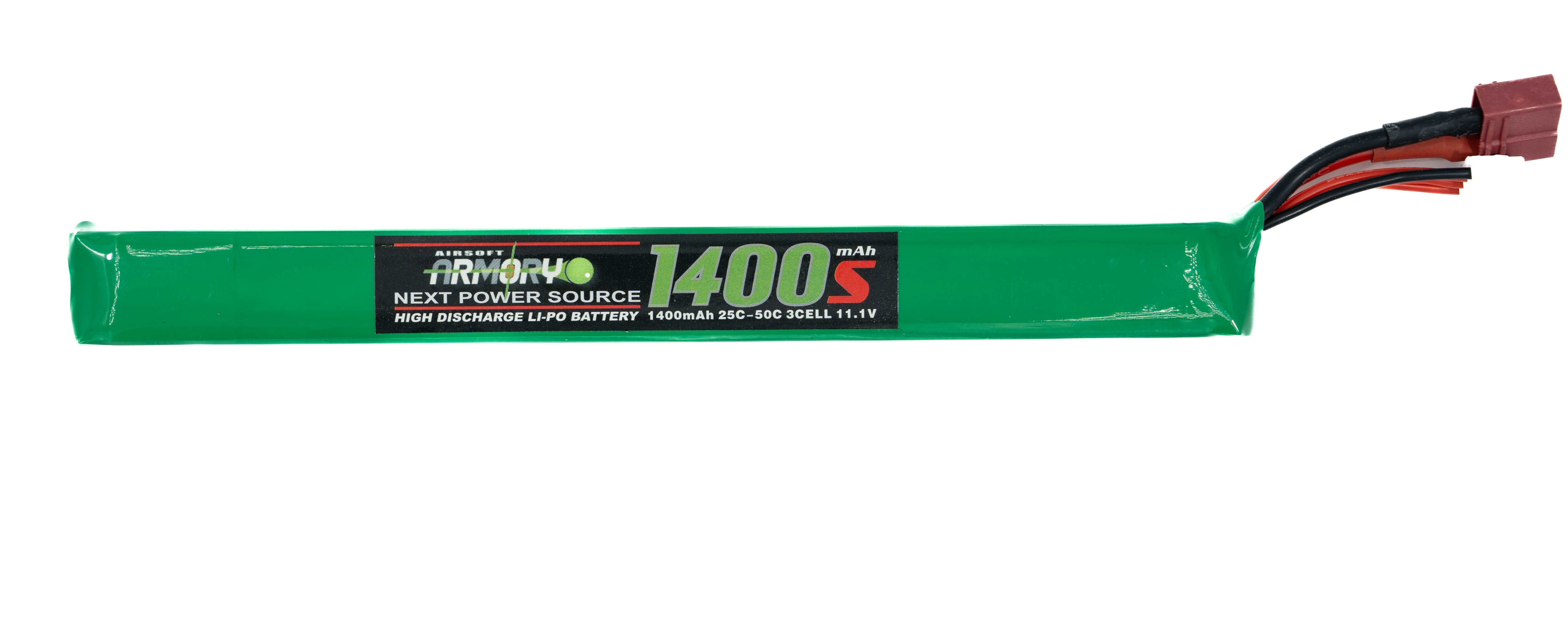 Airsoft Armory Branded 11.1V 1400mAh 25C/50C AK Stick Lipo Battery (Deans)