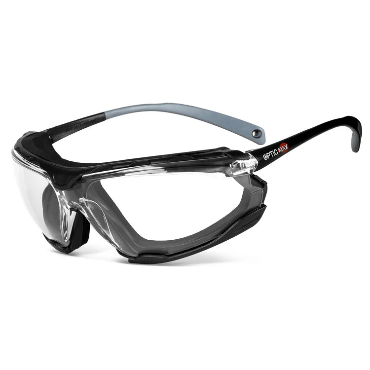 OPTIC MAX SAFETY GLASSES - REMOVABLE FRAME - CLEAR ANTI-FOG LENS