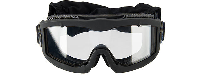 Lancer Tactical Aero Protective Airsoft Goggles (Black w/ Clear Lens)