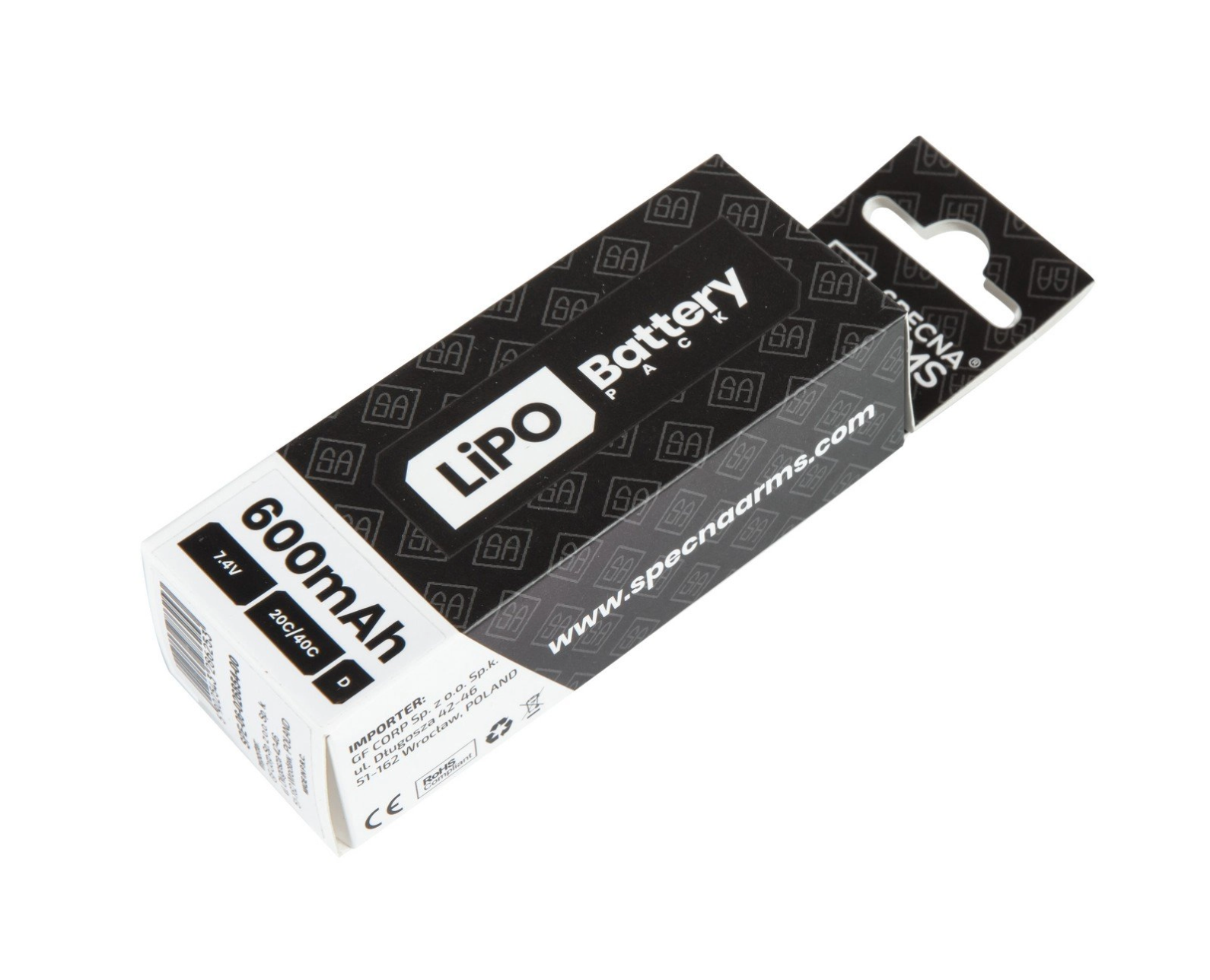 Specna Arms LiPo 7.4V 600mAh 20/40C Battery for PDW - T-Connect (Deans)