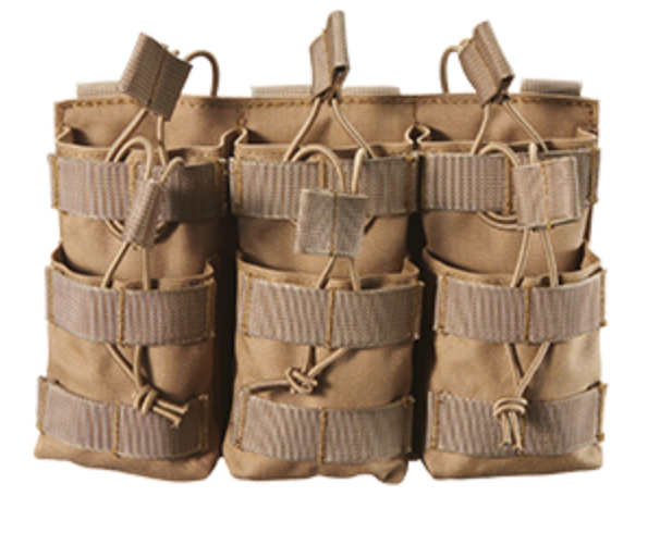 AR/AK 6 Pouch Magazine Holder Open-Top Triple Tactical Stacker Mag Pouch