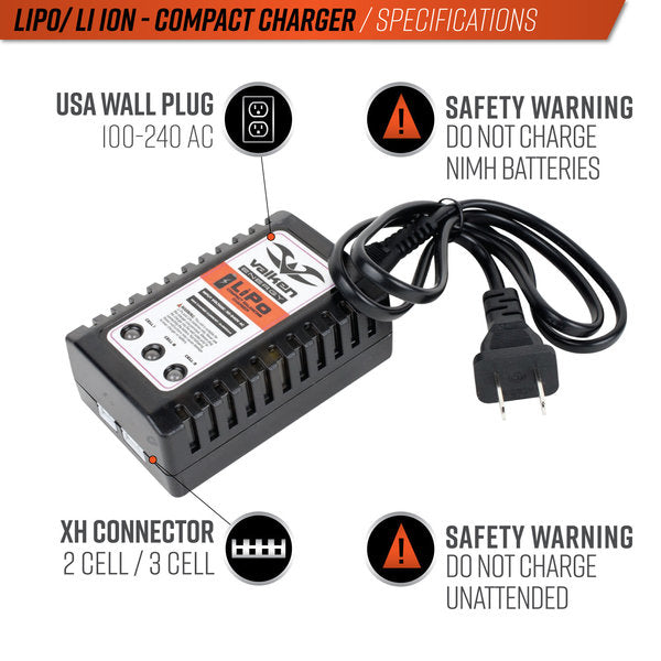 Valken 2-3 Cell LiPo Compact Smart Battery Charger